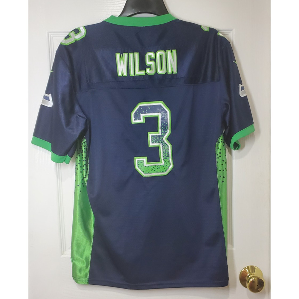 Nike Russell Wilson #3 Seattle Seahawks NFL Jersey Youth XL Blue Green Sewn - Picture 2 of 10